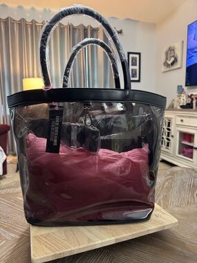 Liked Dreams Clear Black Tote with Black Interior Pouch. Pillow not included!